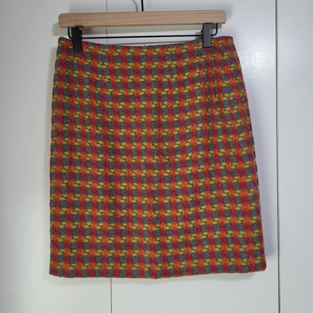 J. McLaughlin Women's Sz 4 Wool Blend Print Mini Pencil Skirt Houndstooth - Picture 4 of 5